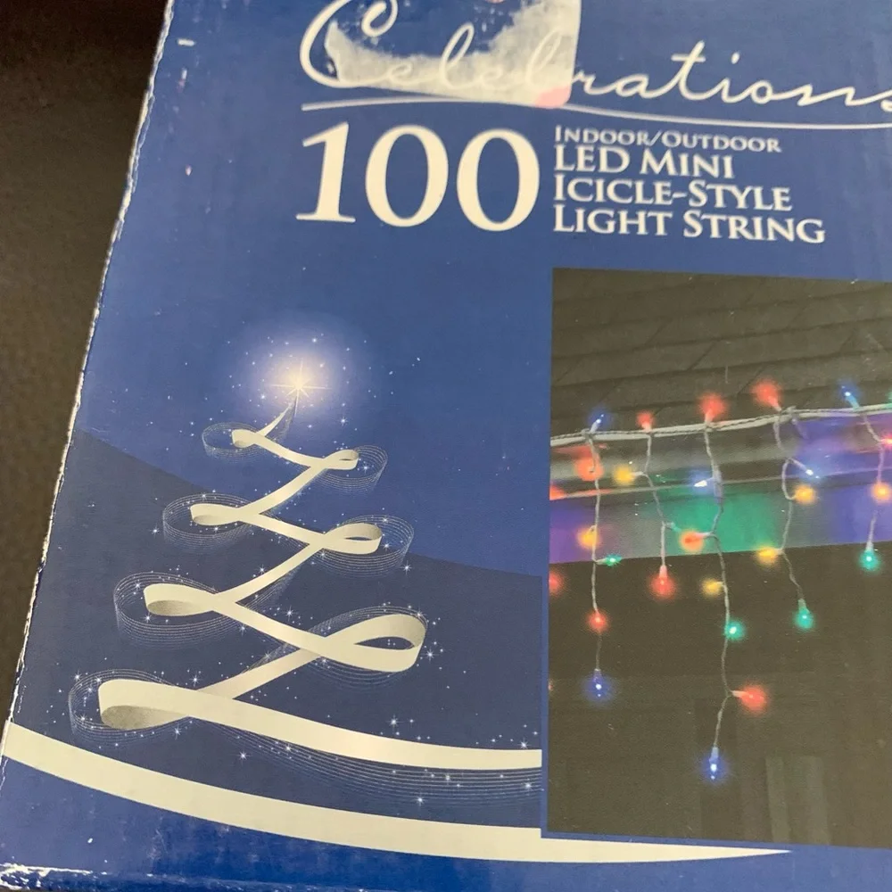 NOS ICICLE STYLE 100 count String Christmas Lights 6ft Celebrations LED Tested
